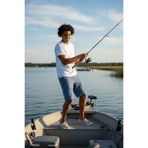 Lot of 2 Magellan Outdoor Fishing Gear Blue and Gray Lightweight Shorts Size 34